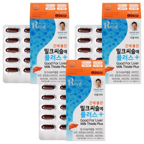리얼닥터 간에 좋은 밀크씨슬에 플러스, 30정, 3개