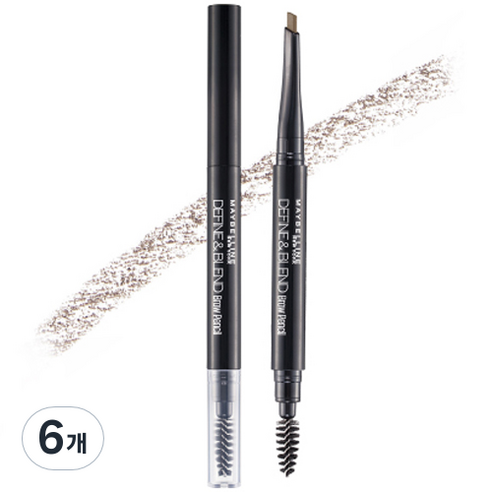 메이블린 디파인 앤 블렌드 브로우 펜슬 0.16g, 내추럴 브라운, 6개