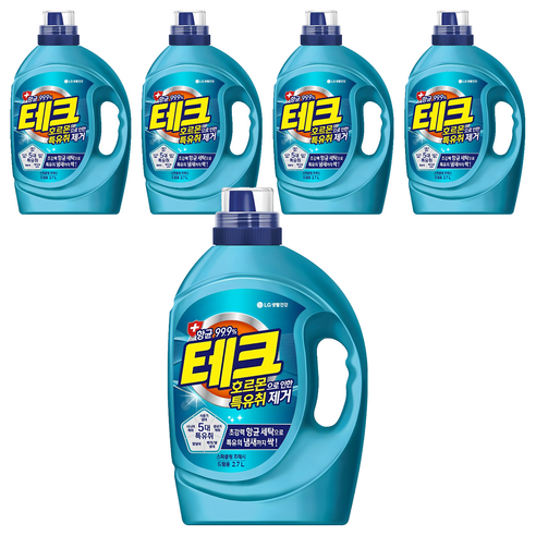 테크 호르몬 특유취 제거 액상세제 드럼용 본품, 2.7L, 5개