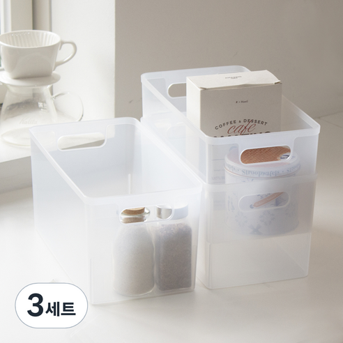 아임홈리빙 심플 바스켓 팬트리 수납함 심플세트 2호, 3세트, 투명