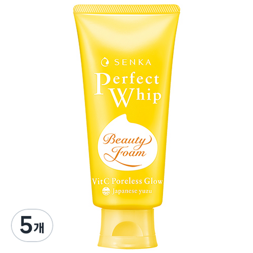 센카 NEW 퍼펙트 휩 비타민C 포어리스 글로우 클렌징폼, 100g, 5개