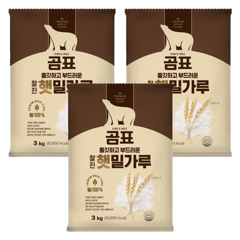 곰표 쫄깃하고 부드러운 찰진 햇밀가루, 3kg, 3개