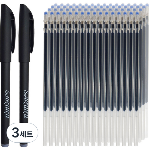 사루루 기화펜 2p + 리필심 100p 0.38mm 뾰족심, 파란색, 3세트