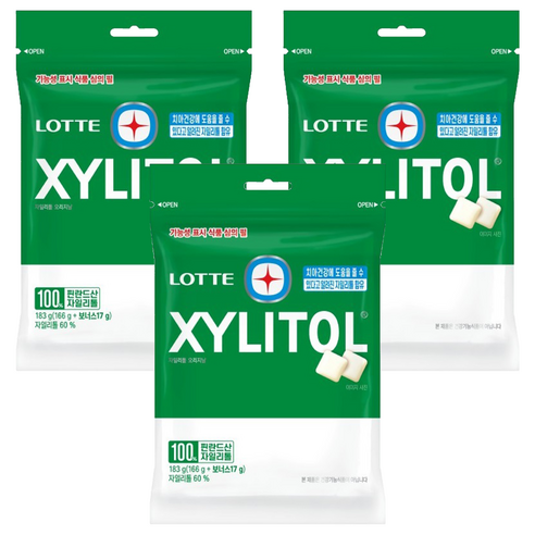 롯데자일리톨 오리지날 껌 리필, 183g, 3개
