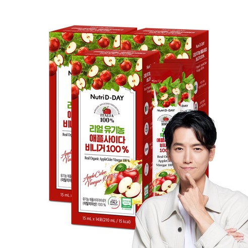 뉴트리디데이 리얼 유기농 애플사이다 비니거 14p, 3개, 210ml