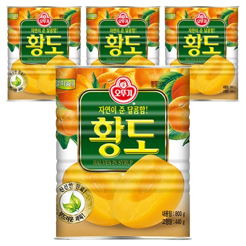 오뚜기 황도 반절 통조림, 800g, 4개