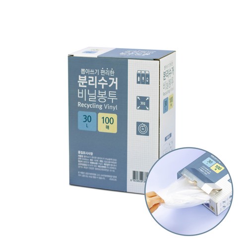   생활미소 분리수거 비닐봉투 100매, 30L, 1개