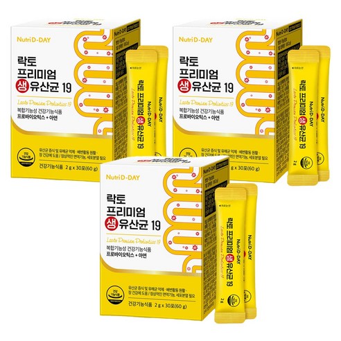 뉴트리디데이 락토 프리미엄 생유산균 19, 60g, 3개