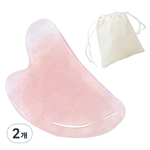 호스커스 로즈쿼츠 괄사 도구 + 보관파우치, 2개, 하트
