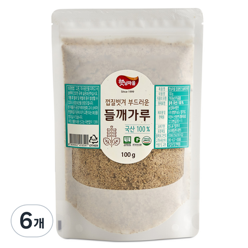 햇님마을 껍질벗겨 부드러운 국산 들깨가루, 100g, 6개