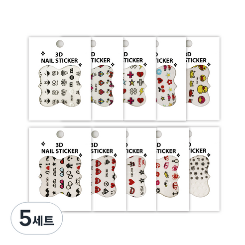 유아동 네일스티커 10종세트, 혼합색상, 5개