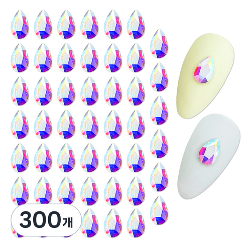 메이브라운 네일 물방울 스톤 4 x 8 mm, AB, 300개