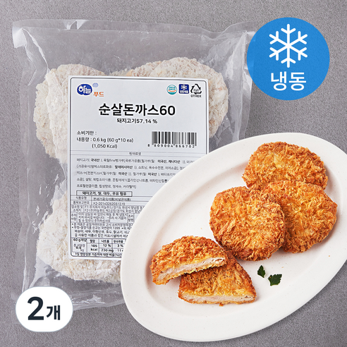 하늘푸드 순살돈까스 60 10개입 (냉동), 600g, 2개
