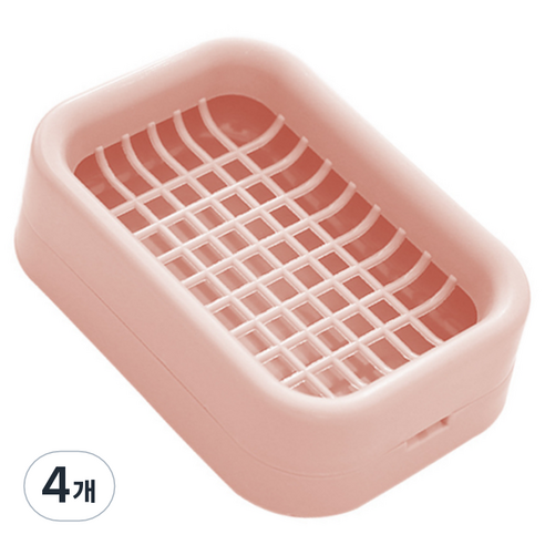 하이엉클 심플 파스텔 물빠짐 비누받침대, 핑크, 4개