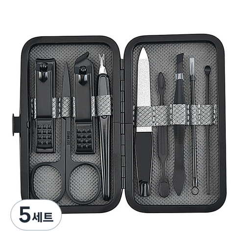 스텐 손톱깍이 도구 9종 세트, 그레이, 5세트