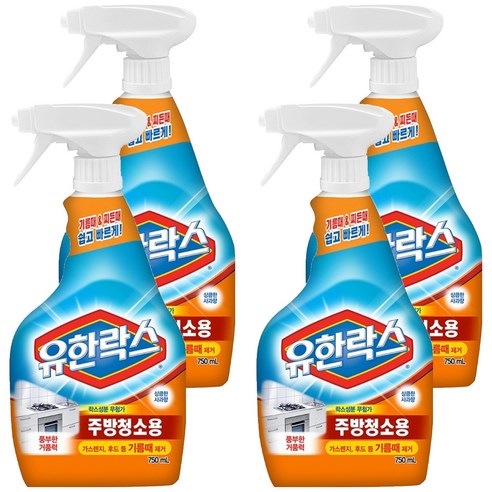 유한락스 주방청소용, 750ml, 4개