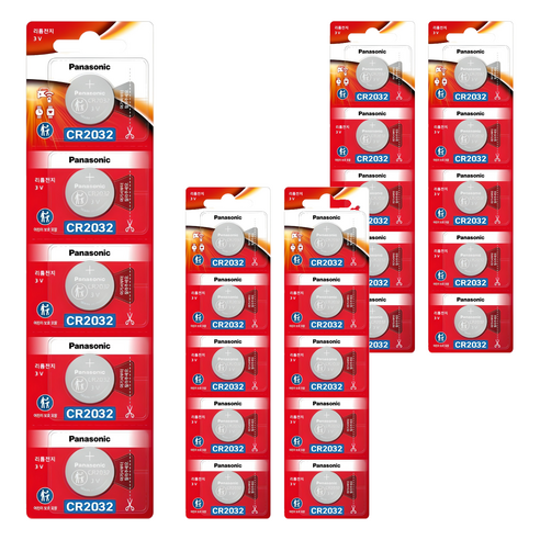 파나소닉 리튬 코인 건전지 배터리 보호 포장 CR2032, 5개입, 5개