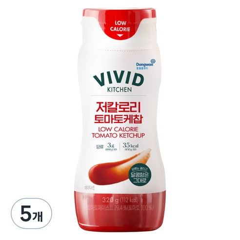 비비드키친 저칼로리 토마토케찹, 320g, 5개