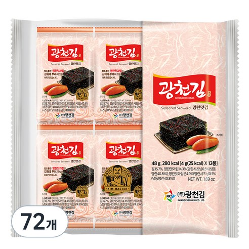 광천김 광천 명란맛 김, 4g, 72개