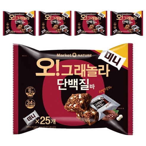 오리온 오 그래놀라 단백질바 미니 25p, 312g, 5개