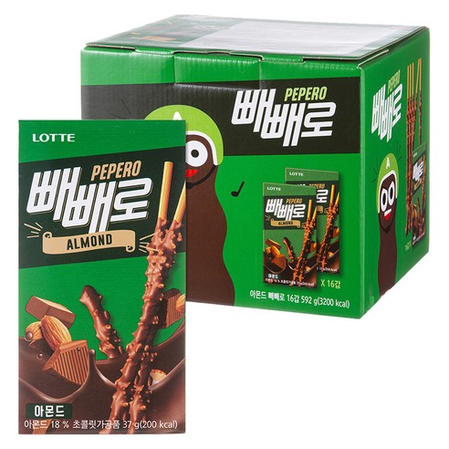 빼빼로 아몬드, 37g, 16개