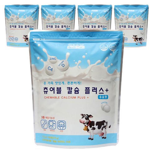 헬퍼장 츄어블 칼슘 플러스, 180정, 5개