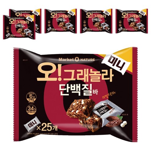 오리온 오 그래놀라 단백질바 미니 25p, 312g, 6개