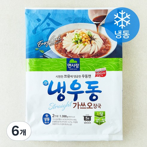 면사랑 가쓰오 냉우동 2인분 (냉동), 1.088kg, 6개