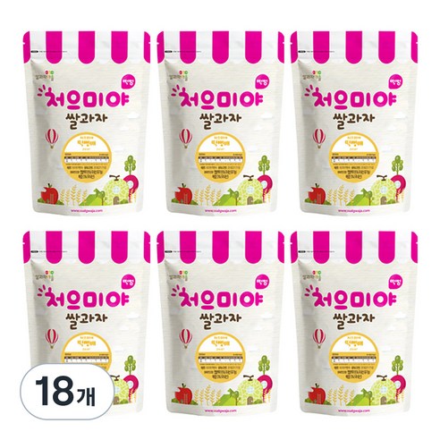 쌀과자마을 처으미야 떡뻥 과자, 배, 18개, 30g
