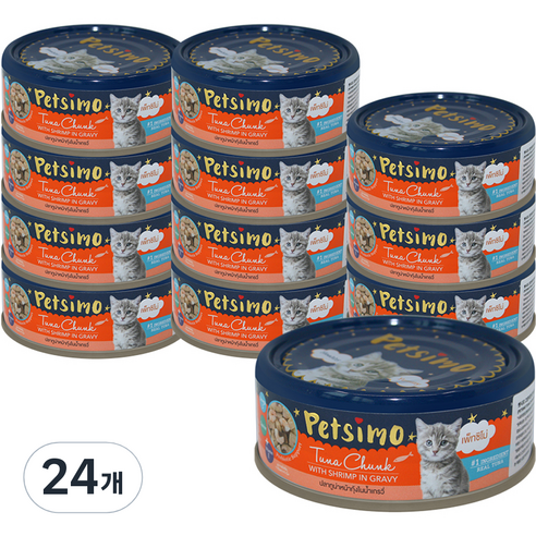 펫시모 캣 그레이비 캔 85g, 참치 + 새우 혼합맛, 24개