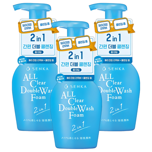 센카 올 클리어 더블 워시 폼 클렌저, 150ml, 3개