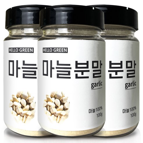 헬로우그린 국산 마늘 분말 통, 3개, 100g