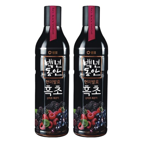 샘표 백년동안 산머루 복분자 현미발효 흑초, 900ml, 2개