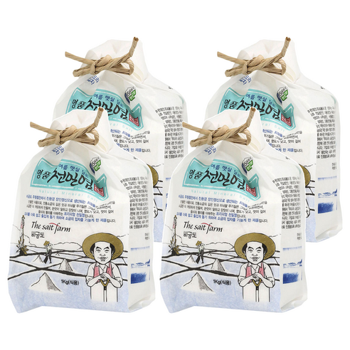 주원염전 여름햇살담은 명품천일염 가는소금, 1kg, 4개