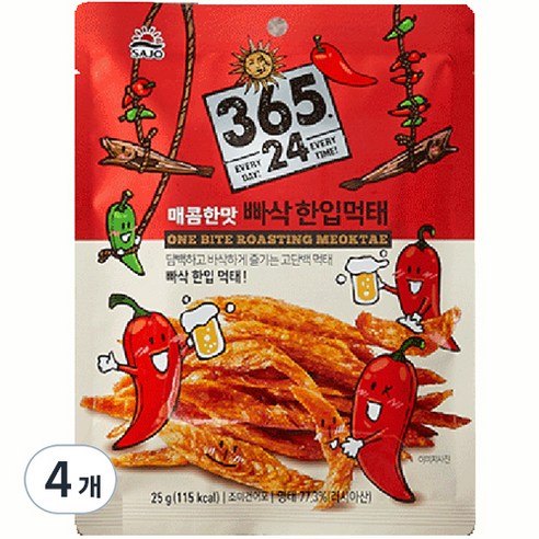삼육오점이사 사조 한입 먹태 매콤한맛, 25g, 4개