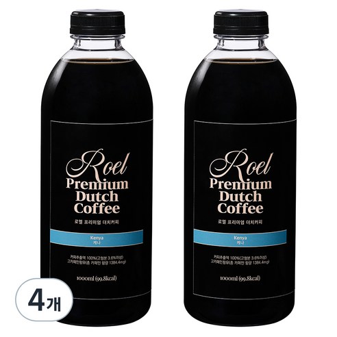 로엘 더치커피 콜드브루 원액 케냐, 1L, 4개