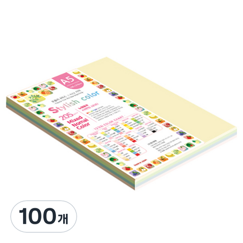 종이문화 SN 스타일리쉬 노멀 두꺼운 혼합색지 205g 01 Tone Shallow, 100개, A5