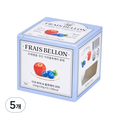 프레벨롱 국산 과일퓨레, 사과블루베리, 200g, 5개