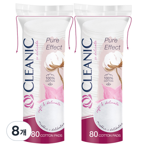 클레아닉 Pure Effect 소프트 터치 화장솜, 80개입, 8개
