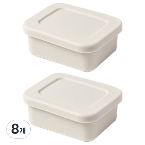 키친팩토리 파스텔 실리콘 사각 밀폐용기 아이보리 150ml, 8개, 단품