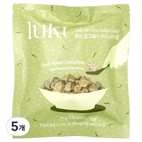LUKT 얼그레이 쿠키 시리얼, 25g, 5개