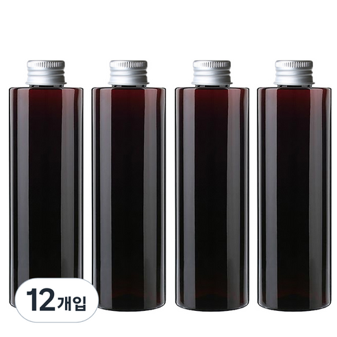 병도매닷컴 AC250 갈색투명 음료용기 알루미늄 실버캡, 250ml, 12개