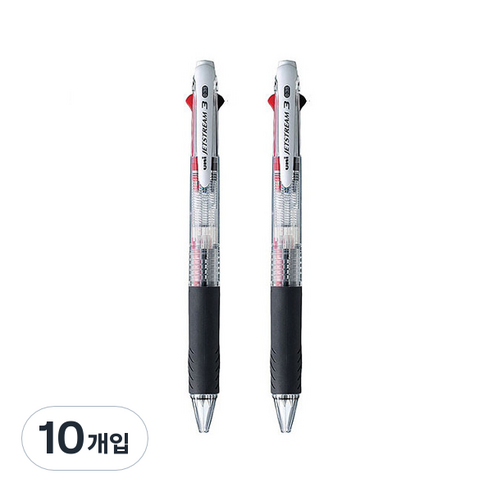 제트스트림 3색볼펜 0.38mm, 투명, 10개