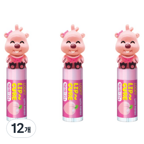 케이엠제약 뽀로로 루피 피규어 립밤 2.5g, 12개