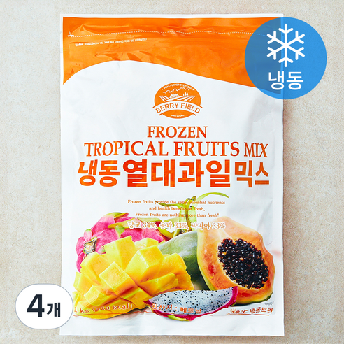 베리필드 열대과일믹스 (냉동), 4개, 1kg