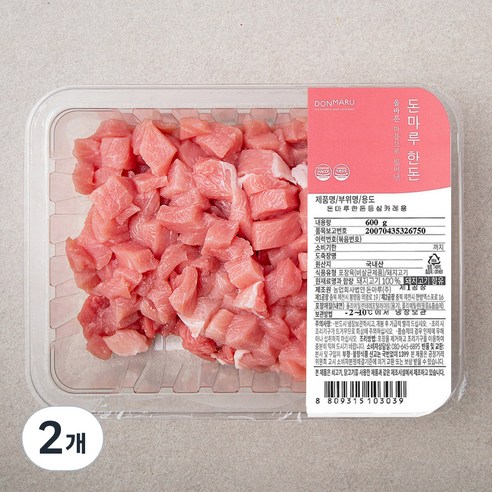 돈마루 한돈 등심 카레용 (냉장), 600g, 2개