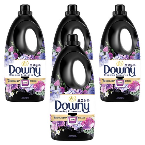 다우니 향수 초고농축 섬유유연제 미스티크향 본품, 2L, 4개