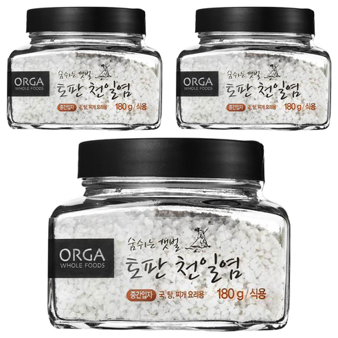 올가홀푸드 숨쉬는 갯벌 토판천일염, 180g, 3개
