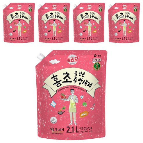 트리오 홍초를 담은 주방세제, 2.1L, 5개