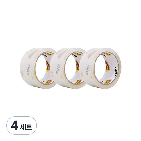 델리 무소음 투명 박스테이프 리필 48X40M 30042R, 4세트